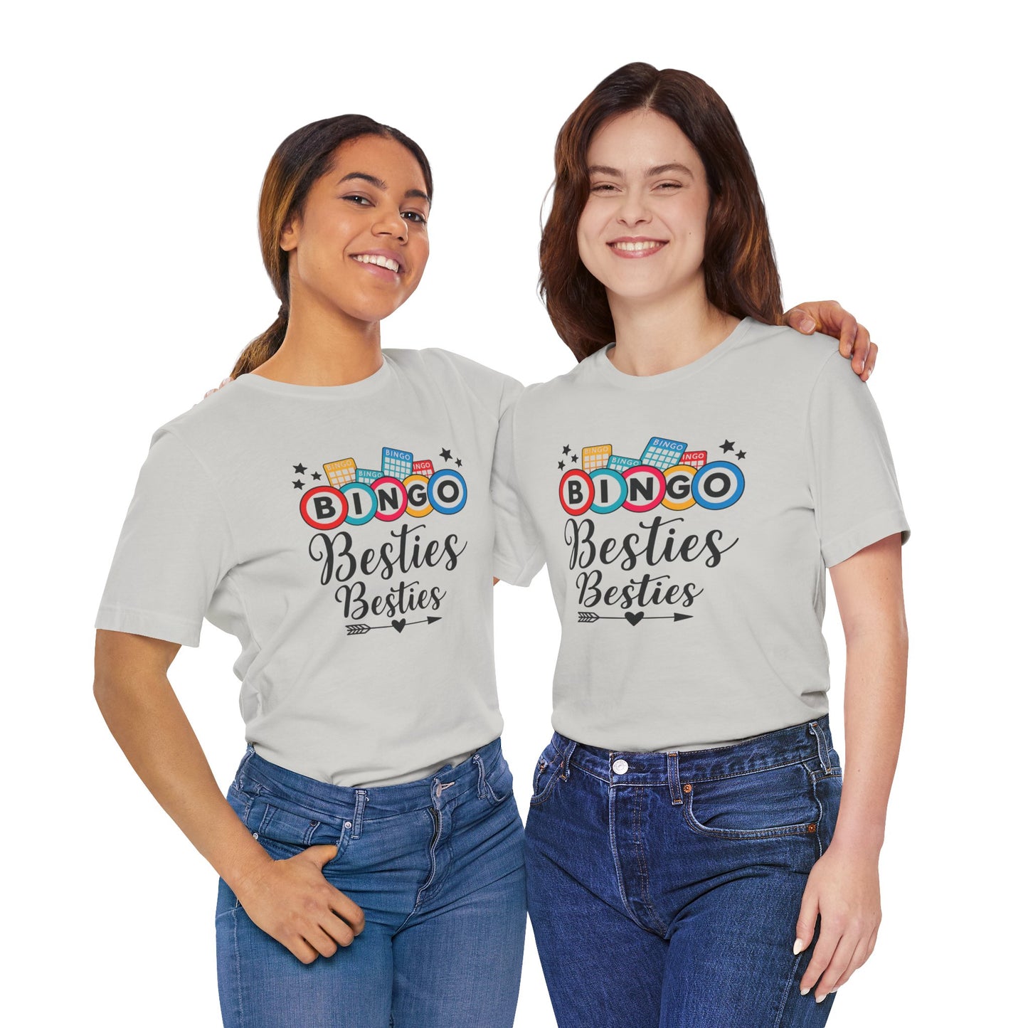 Bingo Besties Tee - Fun Unisex Jersey Short Sleeve Shirt for Game Nights, Friendship Gifts, Birthday Parties, Casual Wear
