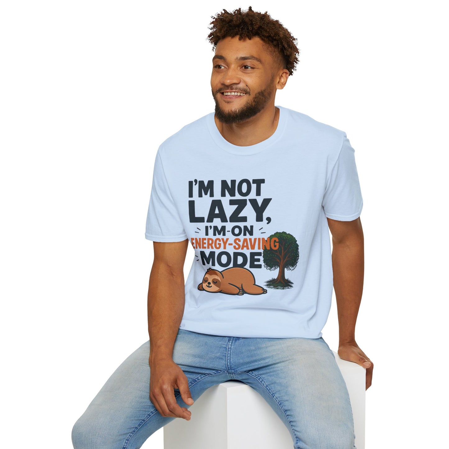 Unisex Energy-Saving Mode T-Shirt, Funny Tee for Sloth Lovers, Gift for Lazy Days, Casual Wear, Perfect for Relaxation
