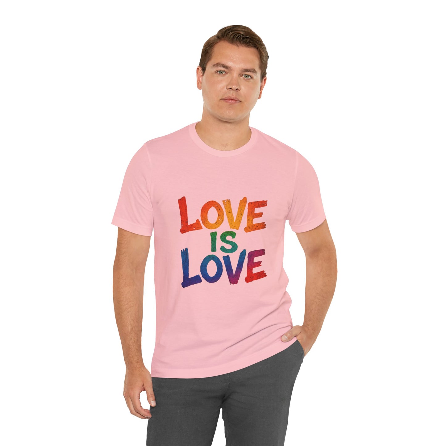 Rainbow Love Is Love Tee, LGBTQ+ Pride Shirt, Unisex Short Sleeve T-Shirt, Comfortable Casual Wear, Gift for Pride Month