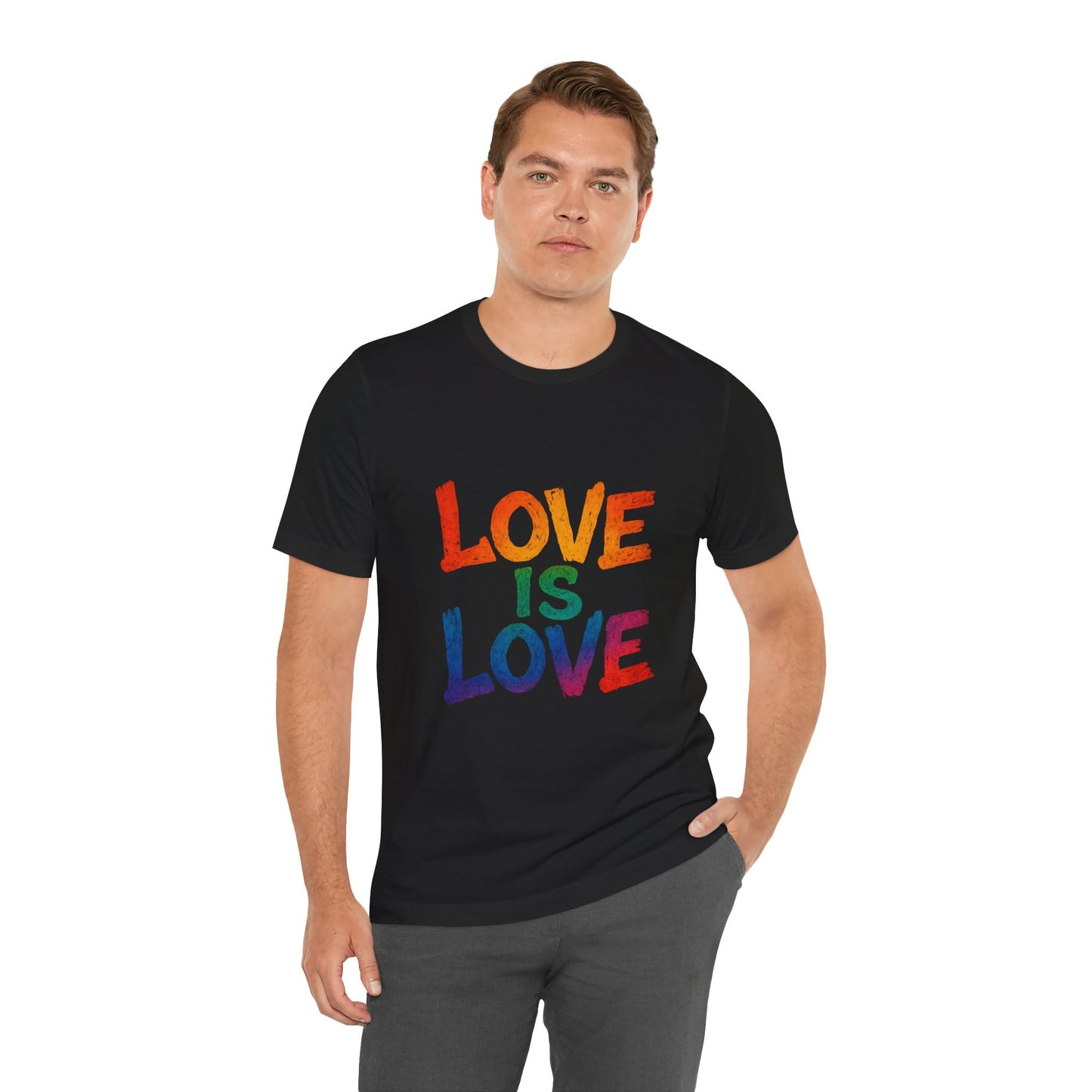 Rainbow Love Is Love Tee, LGBTQ+ Pride Shirt, Unisex Short Sleeve T-Shirt, Comfortable Casual Wear, Gift for Pride Month