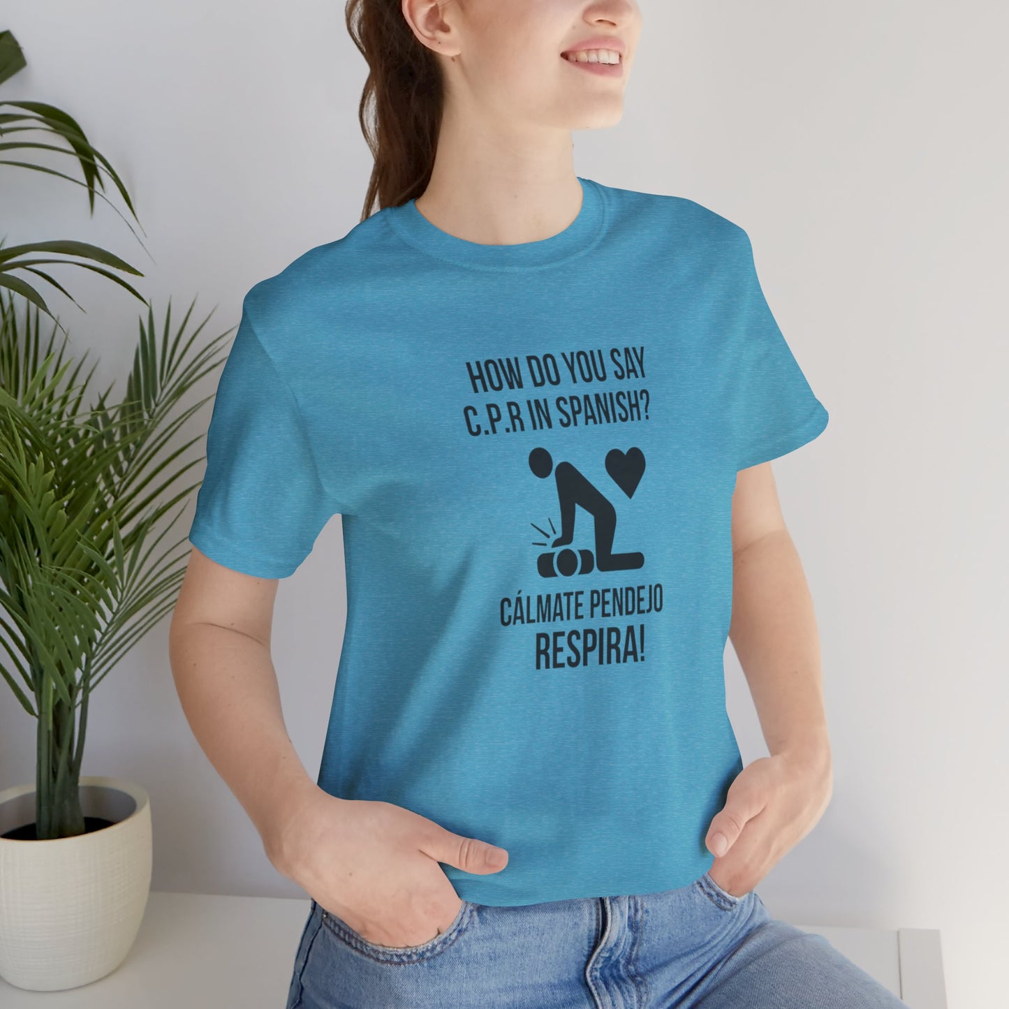Spanish CPR Humor Tee, Funny T-Shirt, Unisex Short Sleeve Shirt, Great Gift for Nurses, Medical Students, CPR Classes