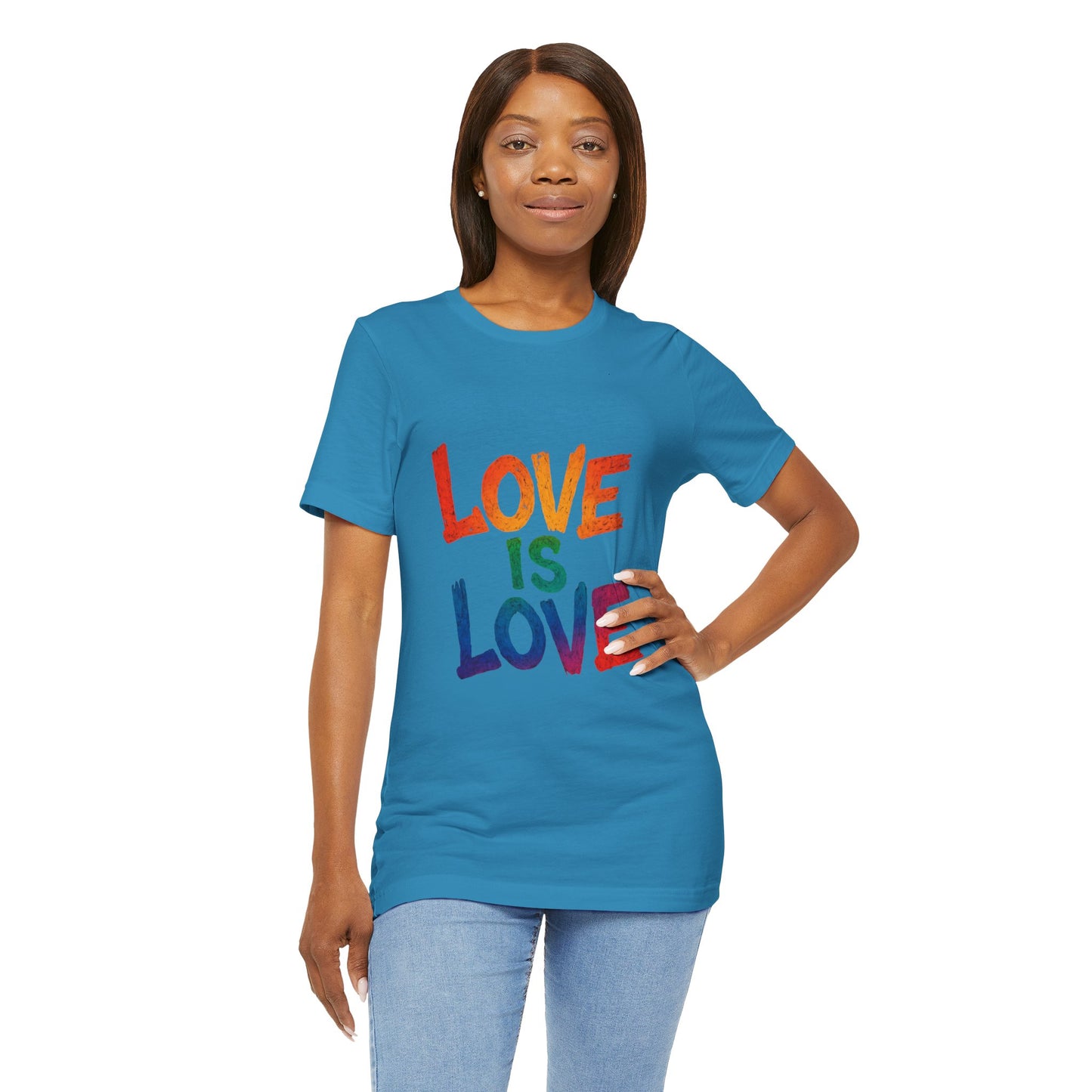 Rainbow Love Is Love Tee, LGBTQ+ Pride Shirt, Unisex Short Sleeve T-Shirt, Comfortable Casual Wear, Gift for Pride Month