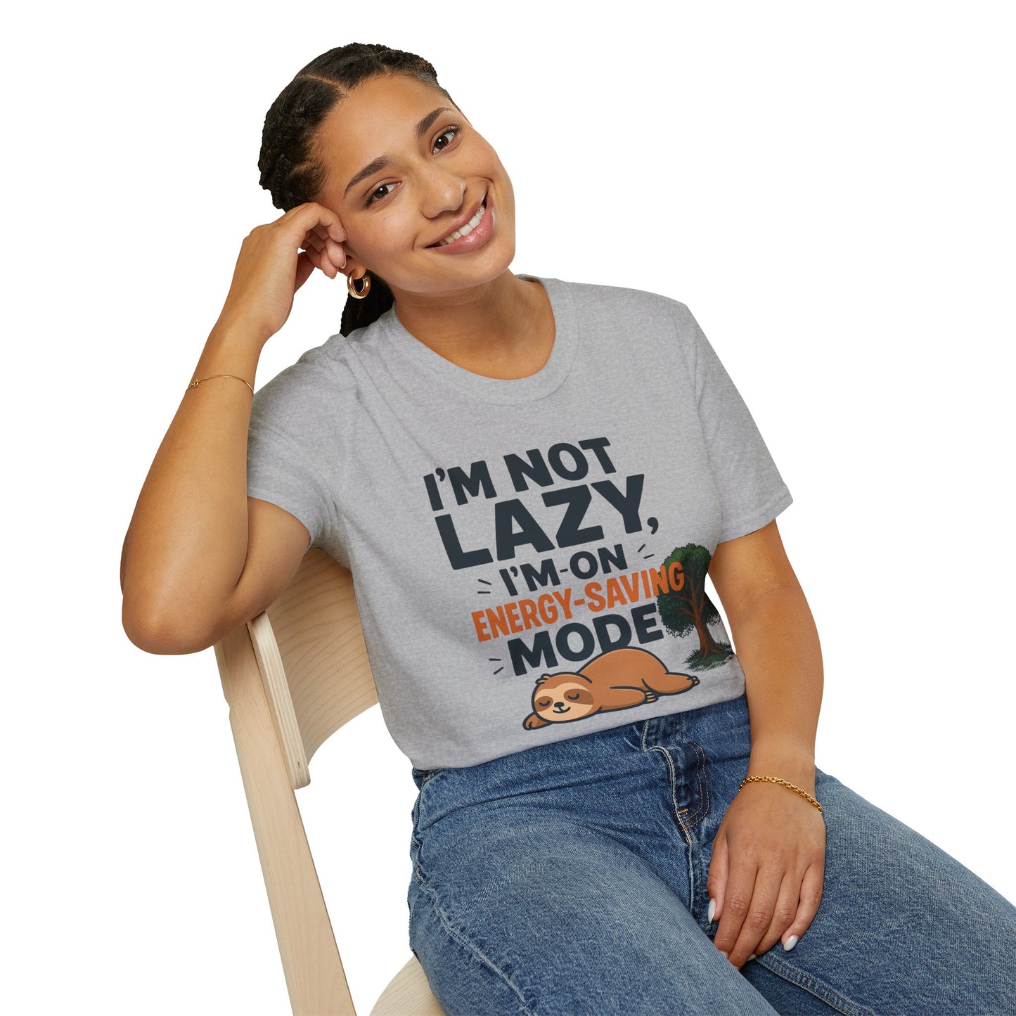 Unisex Energy-Saving Mode T-Shirt, Funny Tee for Sloth Lovers, Gift for Lazy Days, Casual Wear, Perfect for Relaxation