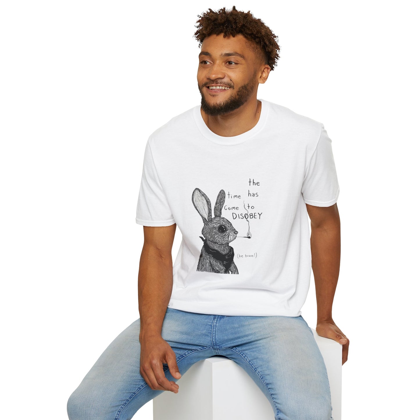 Whimsical Rabbit T-Shirt - The Time Has Come to Disobey, Cute Tee for Animal Lovers, Gift for Birthdays, Casual Wear, Fun Designs