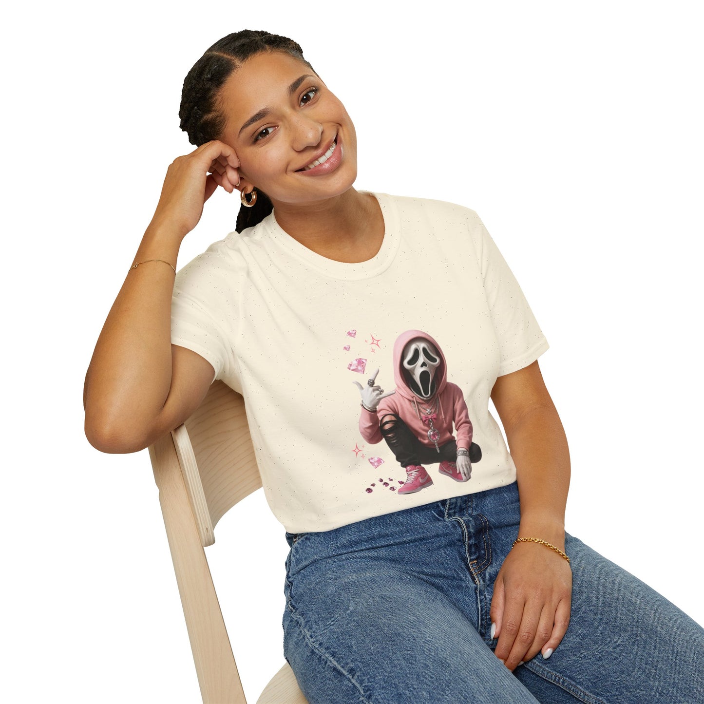 Scream-Inspired Graphic Tee, Unisex Softstyle T-Shirt, Trendy Casual Wear, Halloween Costume Top, Streetwear Apparel