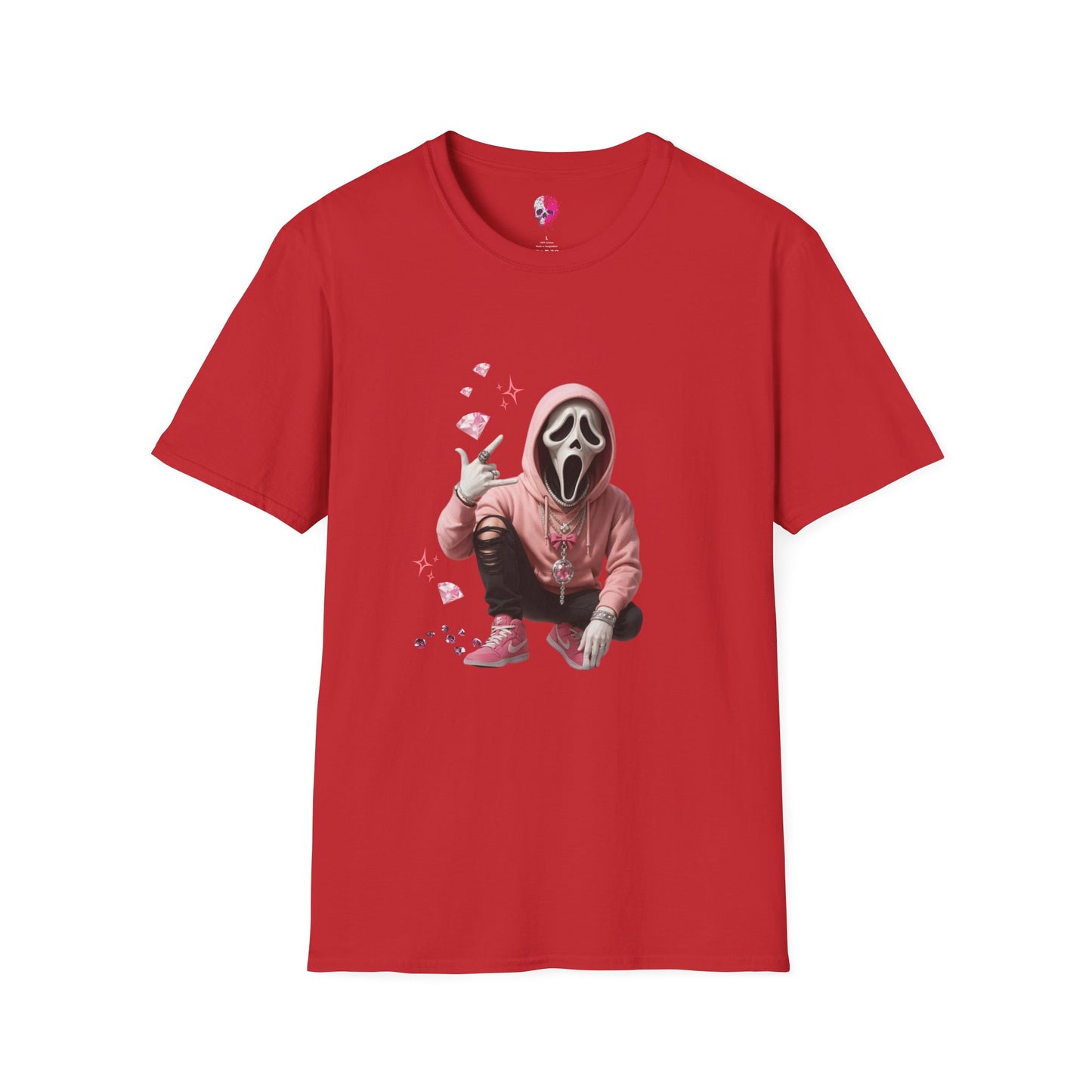 Scream-Inspired Graphic Tee, Unisex Softstyle T-Shirt, Trendy Casual Wear, Halloween Costume Top, Streetwear Apparel