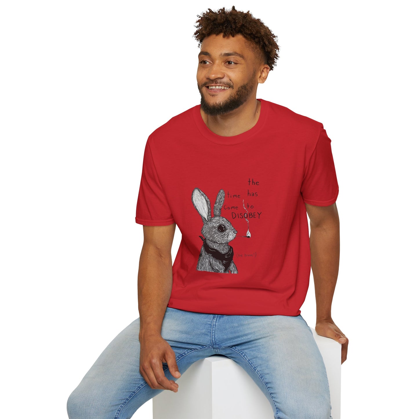 Whimsical Rabbit T-Shirt - The Time Has Come to Disobey, Cute Tee for Animal Lovers, Gift for Birthdays, Casual Wear, Fun Designs