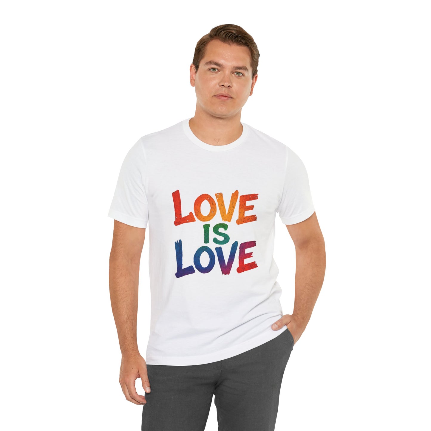 Rainbow Love Is Love Tee, LGBTQ+ Pride Shirt, Unisex Short Sleeve T-Shirt, Comfortable Casual Wear, Gift for Pride Month