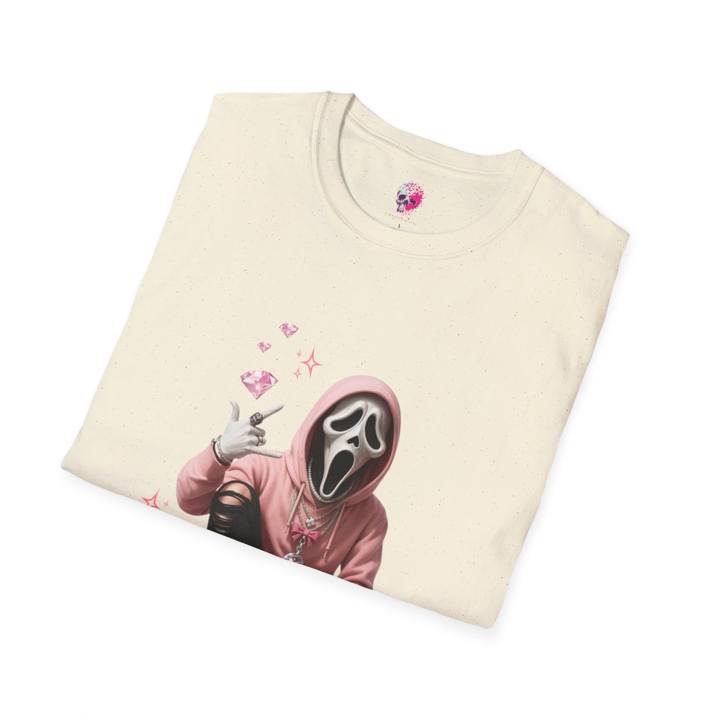 Scream-Inspired Graphic Tee, Unisex Softstyle T-Shirt, Trendy Casual Wear, Halloween Costume Top, Streetwear Apparel