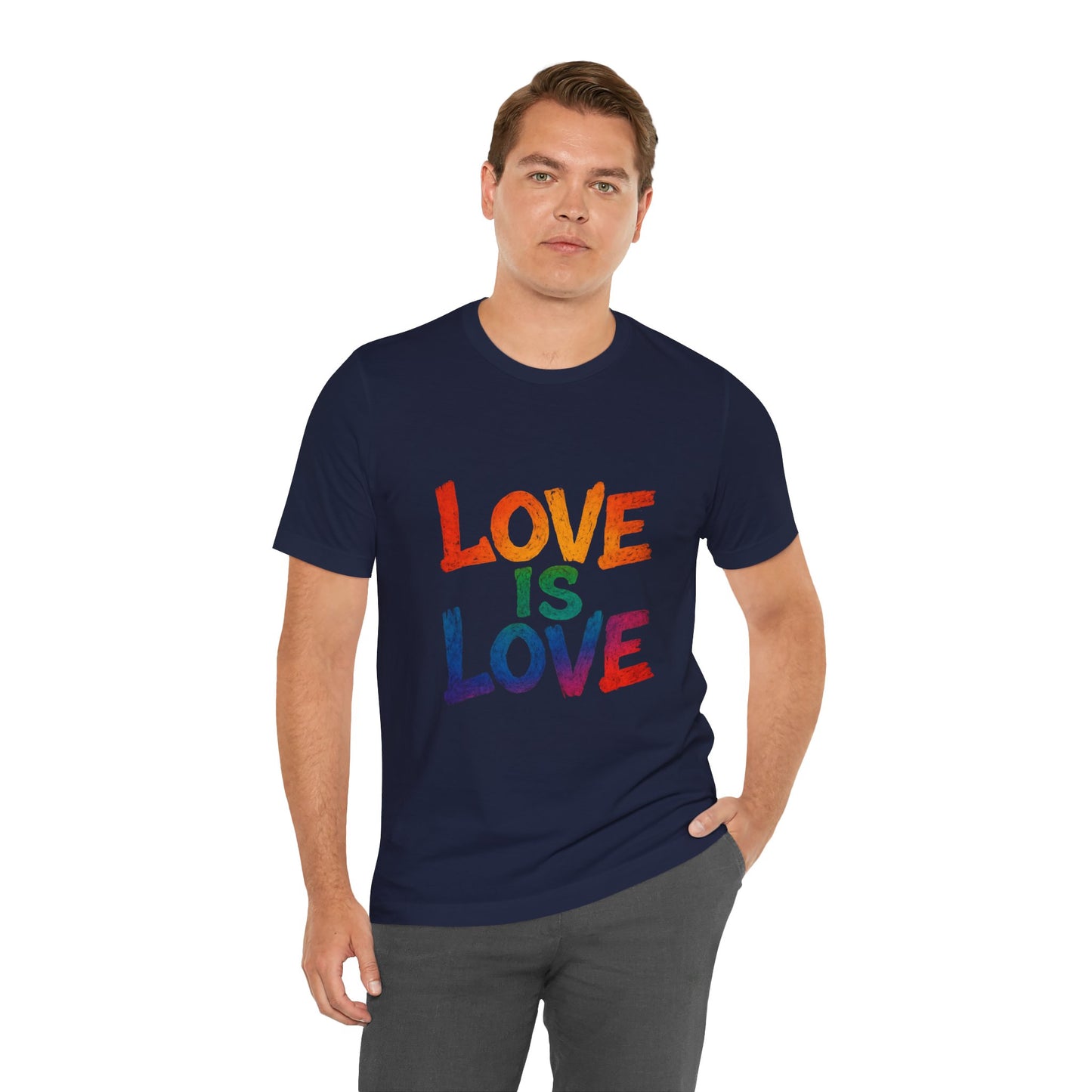 Rainbow Love Is Love Tee, LGBTQ+ Pride Shirt, Unisex Short Sleeve T-Shirt, Comfortable Casual Wear, Gift for Pride Month