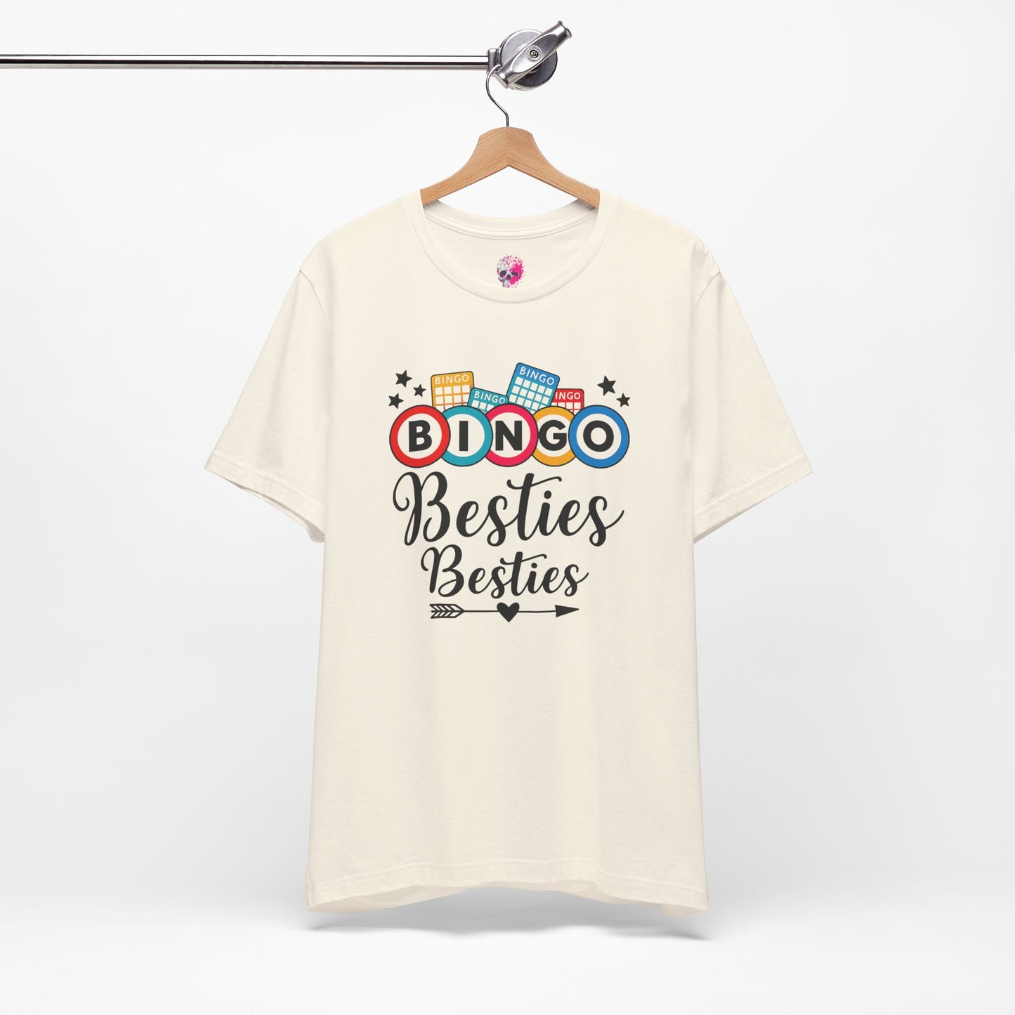 Bingo Besties Tee - Fun Unisex Jersey Short Sleeve Shirt for Game Nights, Friendship Gifts, Birthday Parties, Casual Wear