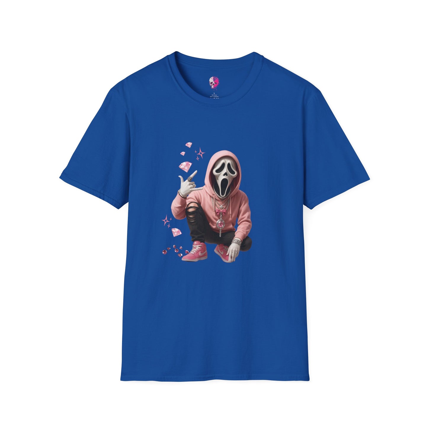 Scream-Inspired Graphic Tee, Unisex Softstyle T-Shirt, Trendy Casual Wear, Halloween Costume Top, Streetwear Apparel