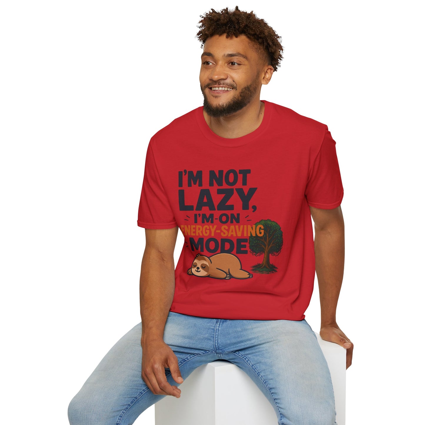 Unisex Energy-Saving Mode T-Shirt, Funny Tee for Sloth Lovers, Gift for Lazy Days, Casual Wear, Perfect for Relaxation