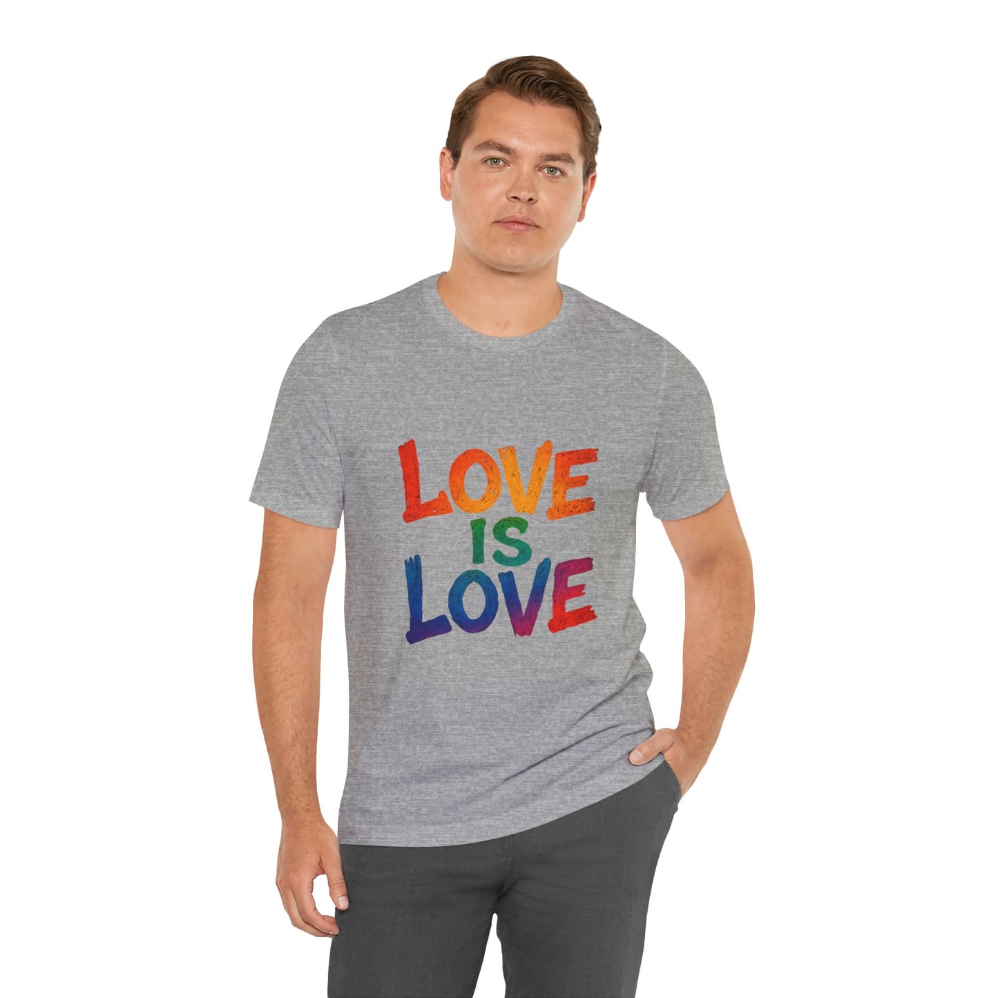 Rainbow Love Is Love Tee, LGBTQ+ Pride Shirt, Unisex Short Sleeve T-Shirt, Comfortable Casual Wear, Gift for Pride Month