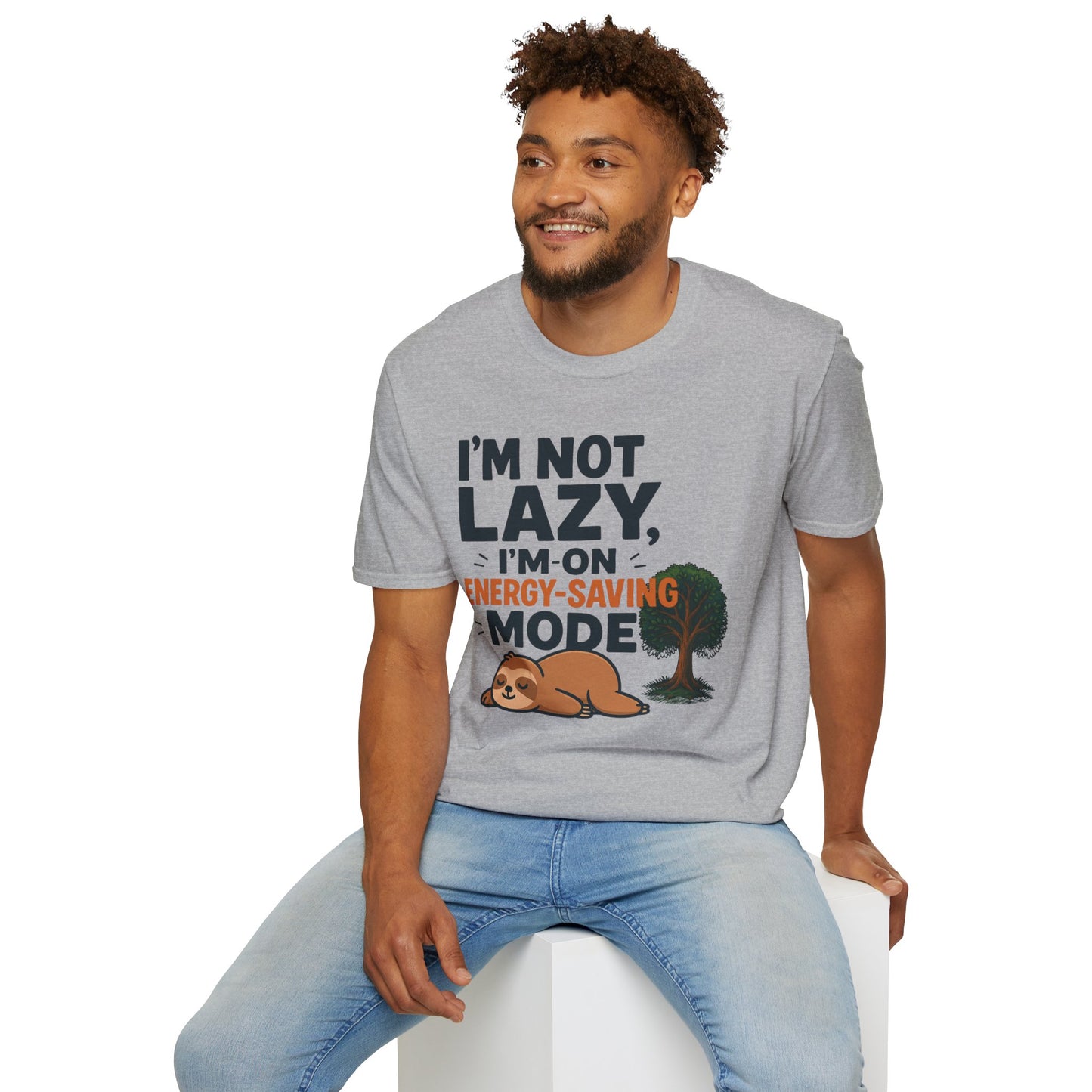 Unisex Energy-Saving Mode T-Shirt, Funny Tee for Sloth Lovers, Gift for Lazy Days, Casual Wear, Perfect for Relaxation