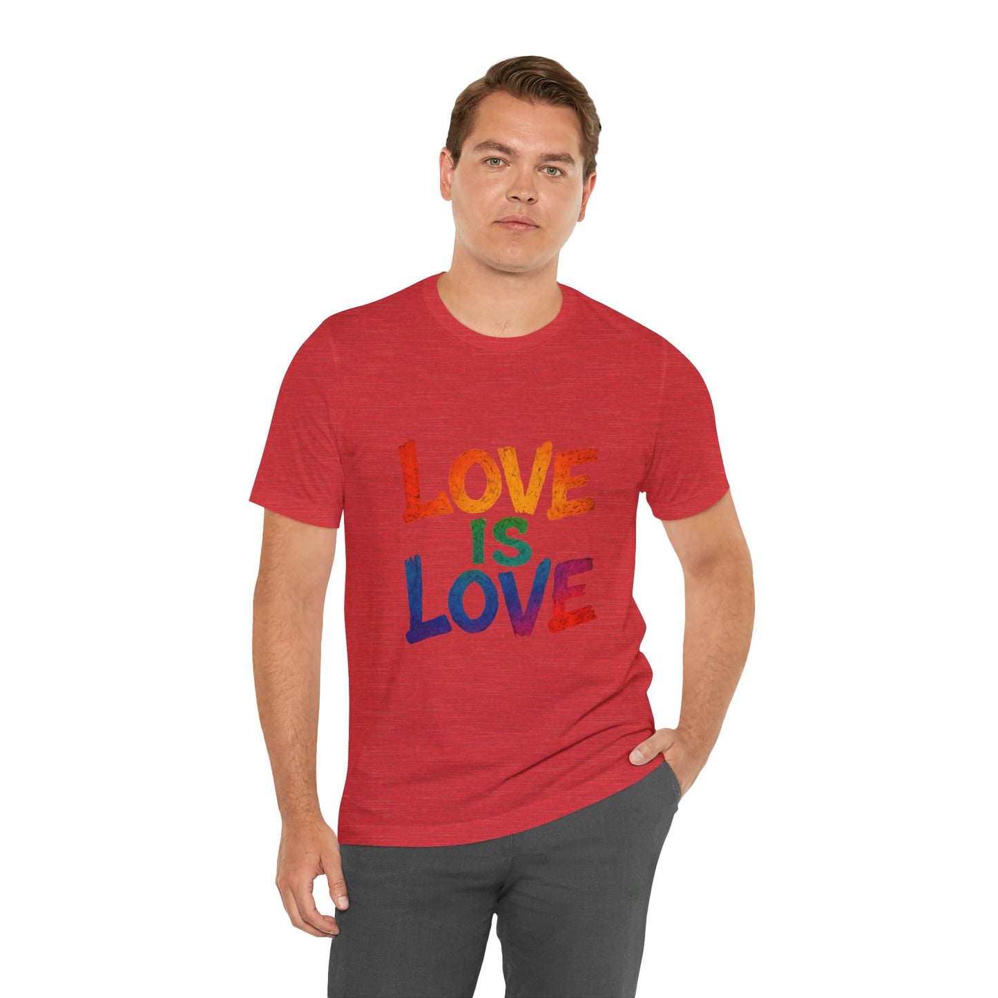 Rainbow Love Is Love Tee, LGBTQ+ Pride Shirt, Unisex Short Sleeve T-Shirt, Comfortable Casual Wear, Gift for Pride Month