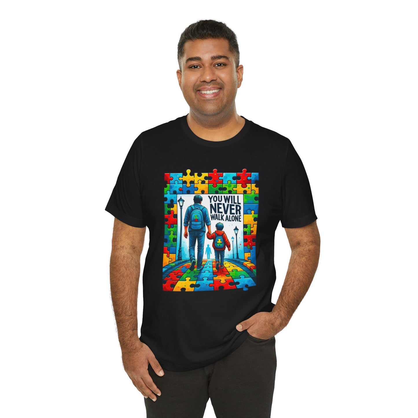 Autism Puzzle of Togetherness Unisex Jersey Tee - Support, Autism Awareness, Friendship, Empowerment, Inspirational Shirt