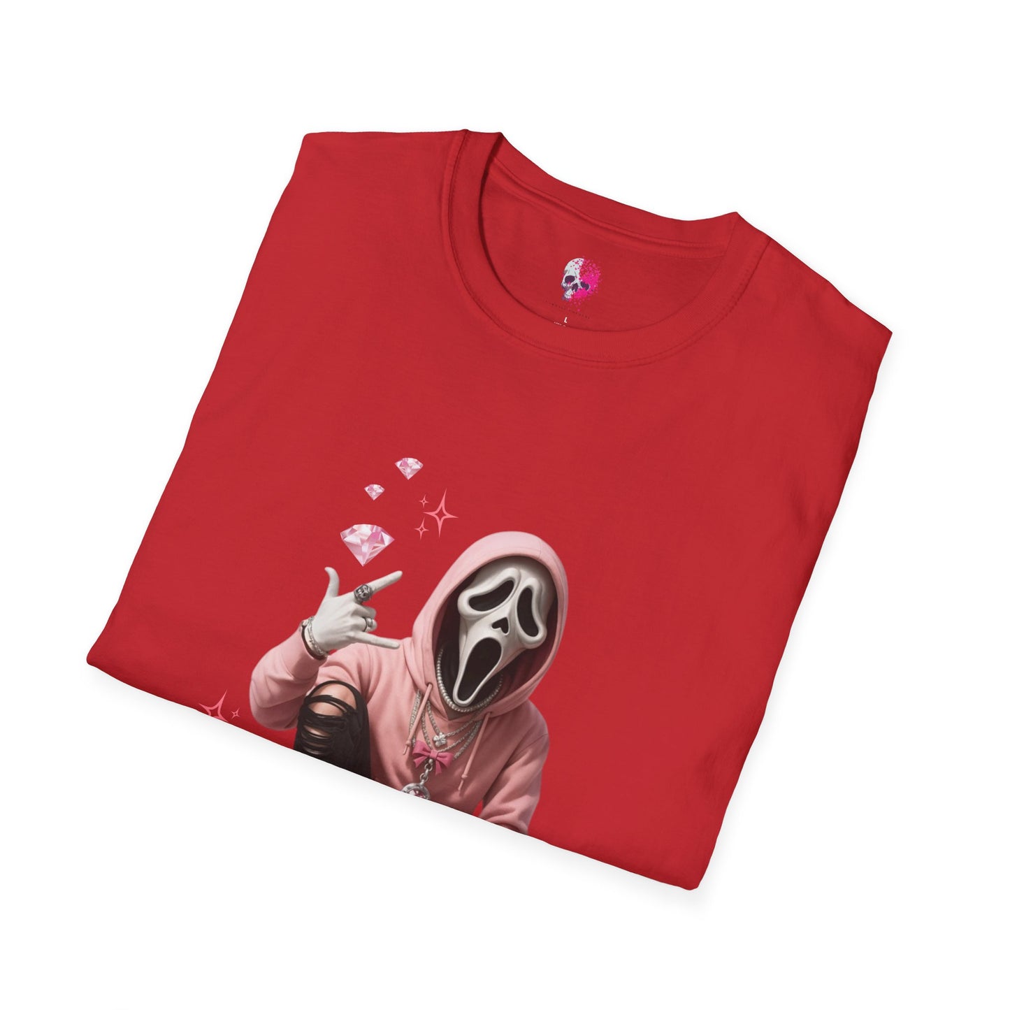 Scream-Inspired Graphic Tee, Unisex Softstyle T-Shirt, Trendy Casual Wear, Halloween Costume Top, Streetwear Apparel