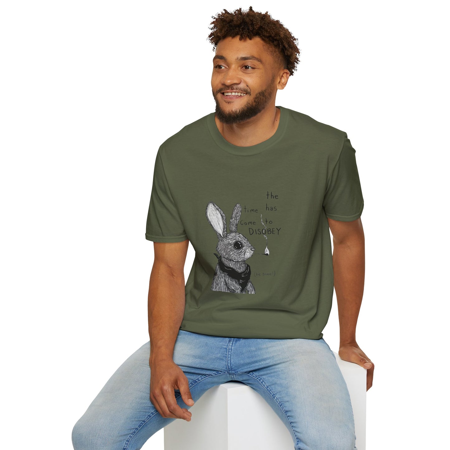 Whimsical Rabbit T-Shirt - The Time Has Come to Disobey, Cute Tee for Animal Lovers, Gift for Birthdays, Casual Wear, Fun Designs