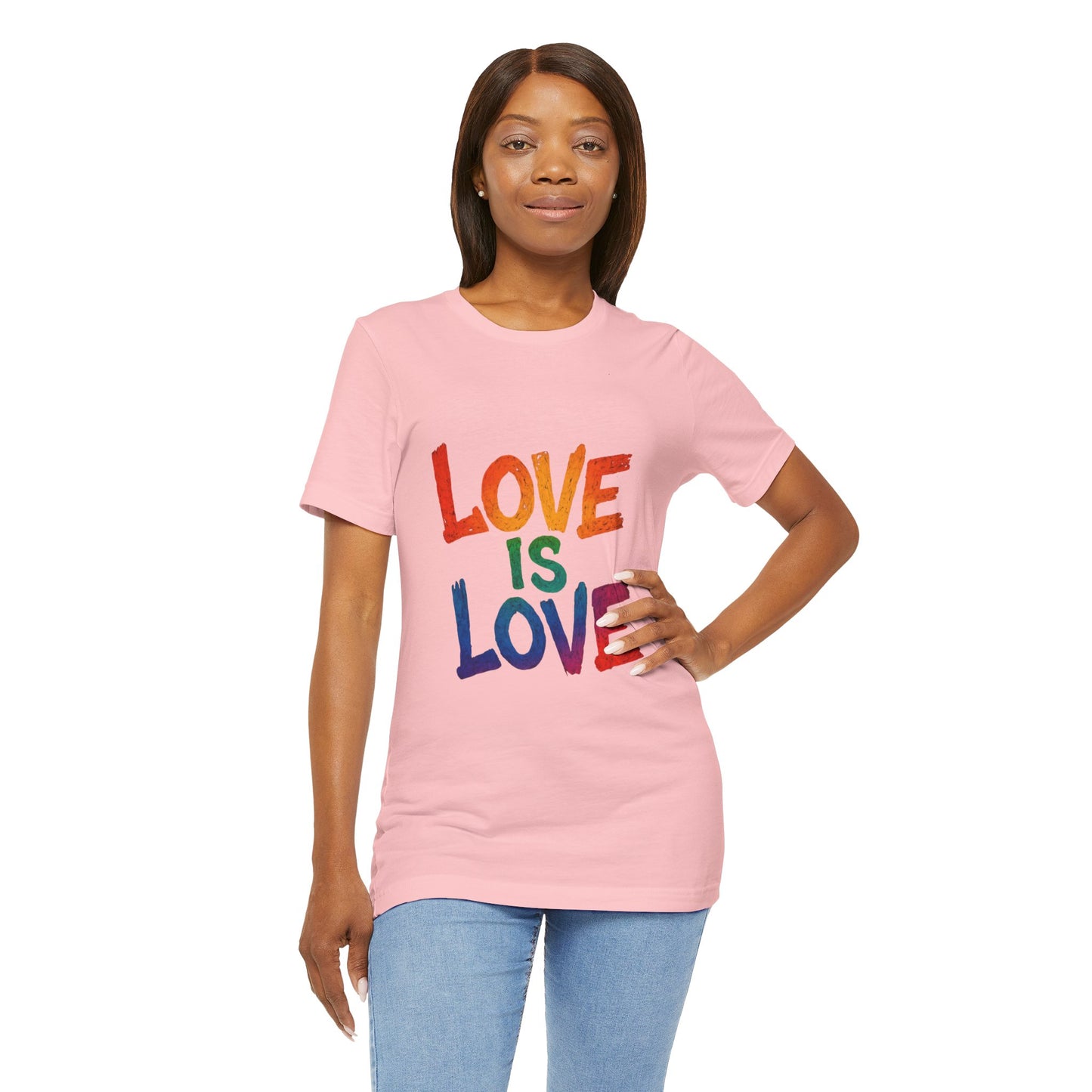 Rainbow Love Is Love Tee, LGBTQ+ Pride Shirt, Unisex Short Sleeve T-Shirt, Comfortable Casual Wear, Gift for Pride Month