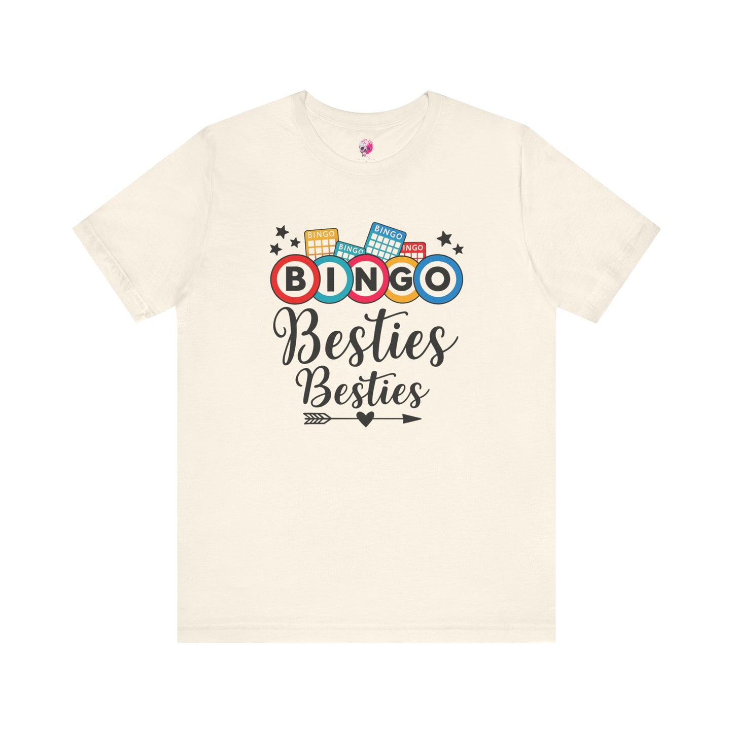 Bingo Besties Tee - Fun Unisex Jersey Short Sleeve Shirt for Game Nights, Friendship Gifts, Birthday Parties, Casual Wear