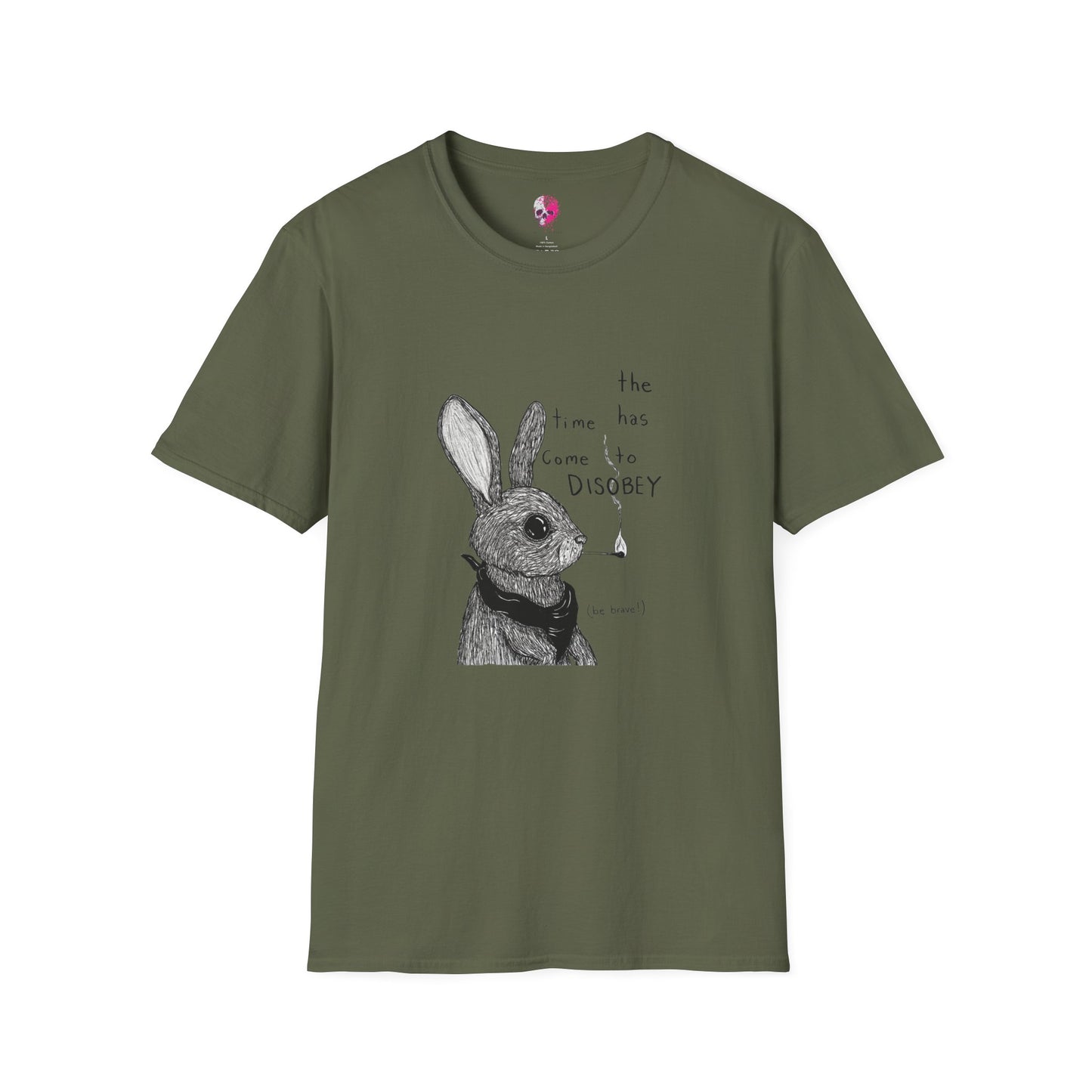 Whimsical Rabbit T-Shirt - The Time Has Come to Disobey, Cute Tee for Animal Lovers, Gift for Birthdays, Casual Wear, Fun Designs