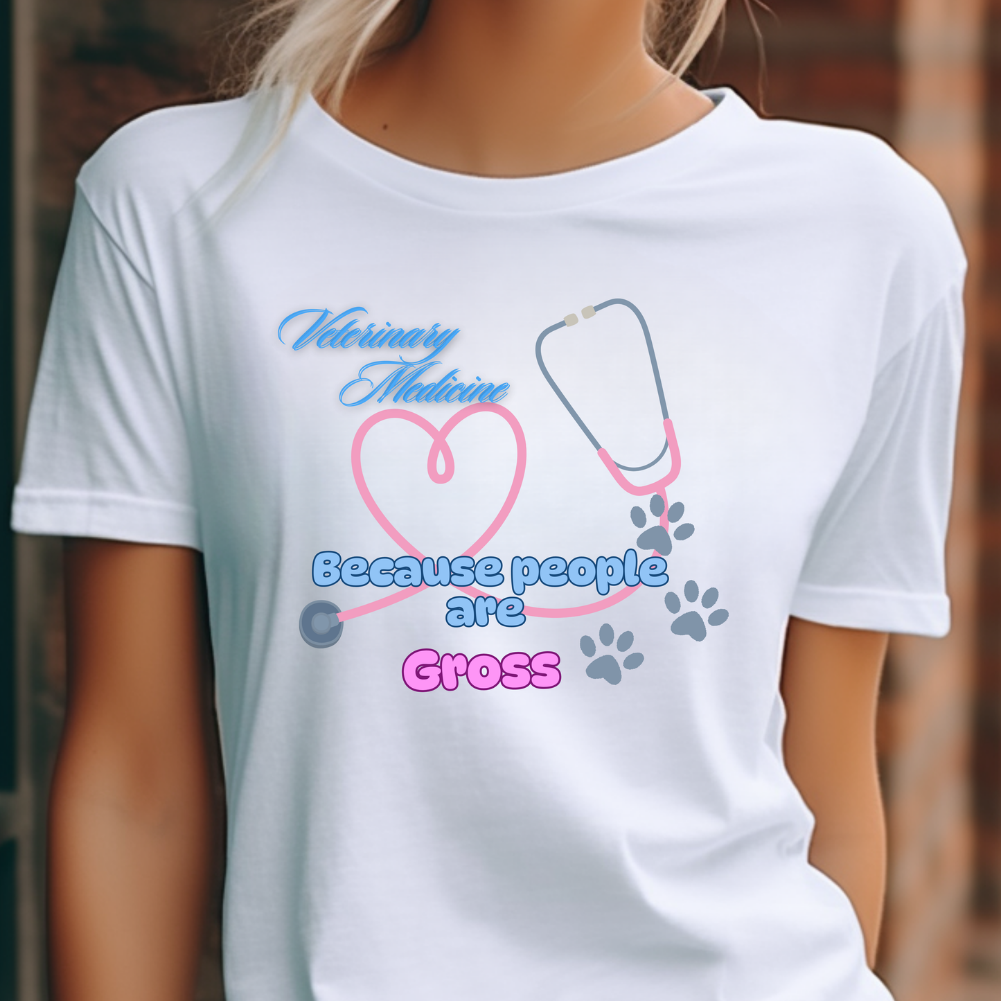 Veterinary Medicine V-Neck Tee - Because People Are Gross - Perfect for Animal Lovers