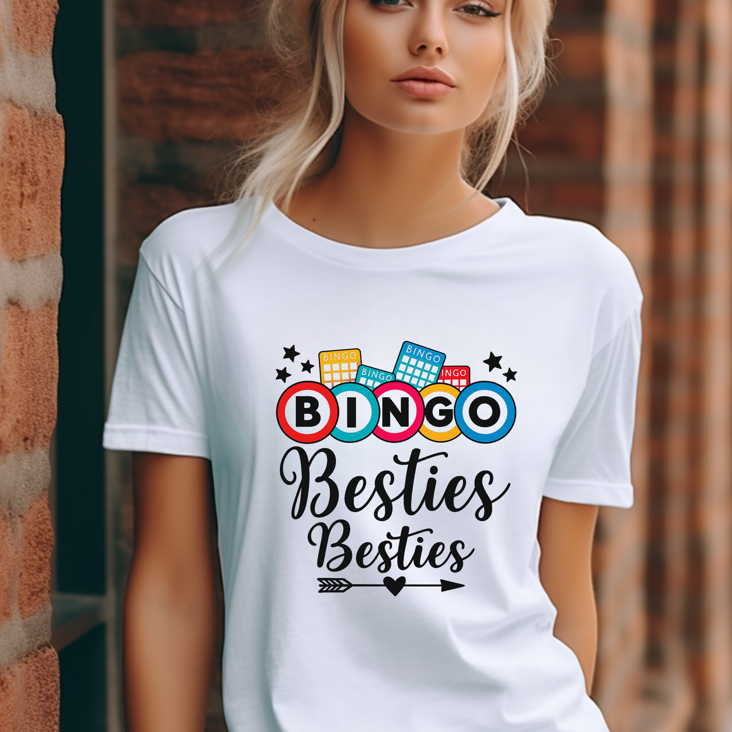 Bingo Besties Tee - Fun Unisex Jersey Short Sleeve Shirt for Game Nights, Friendship Gifts, Birthday Parties, Casual Wear