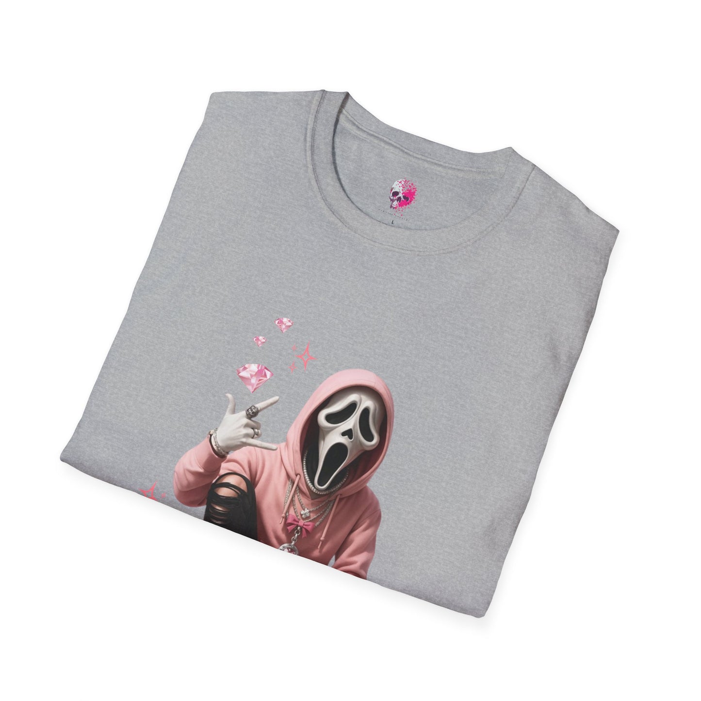 Scream-Inspired Graphic Tee, Unisex Softstyle T-Shirt, Trendy Casual Wear, Halloween Costume Top, Streetwear Apparel
