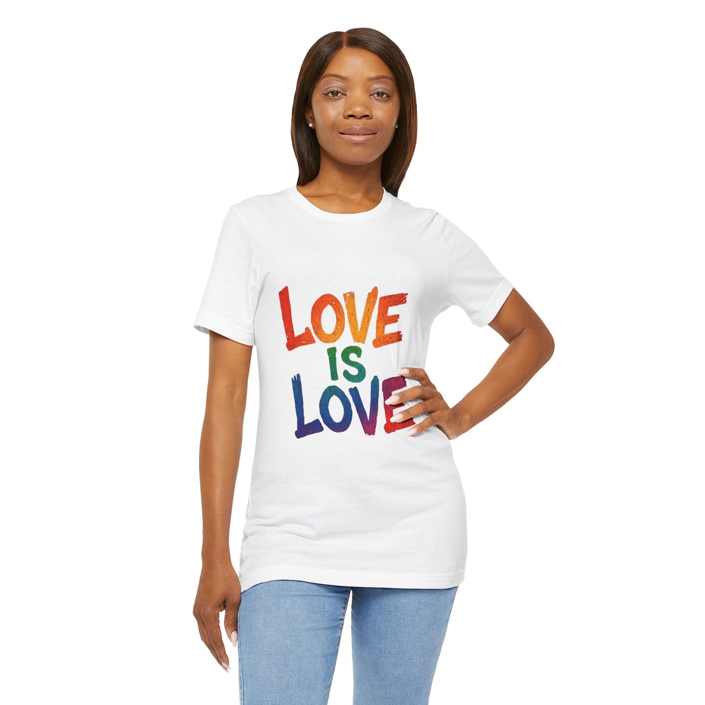 Rainbow Love Is Love Tee, LGBTQ+ Pride Shirt, Unisex Short Sleeve T-Shirt, Comfortable Casual Wear, Gift for Pride Month