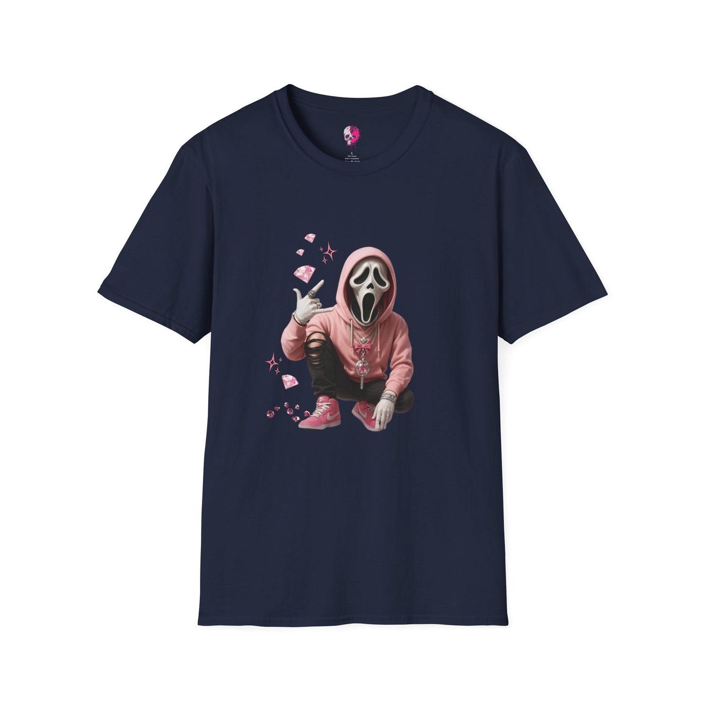Scream-Inspired Graphic Tee, Unisex Softstyle T-Shirt, Trendy Casual Wear, Halloween Costume Top, Streetwear Apparel
