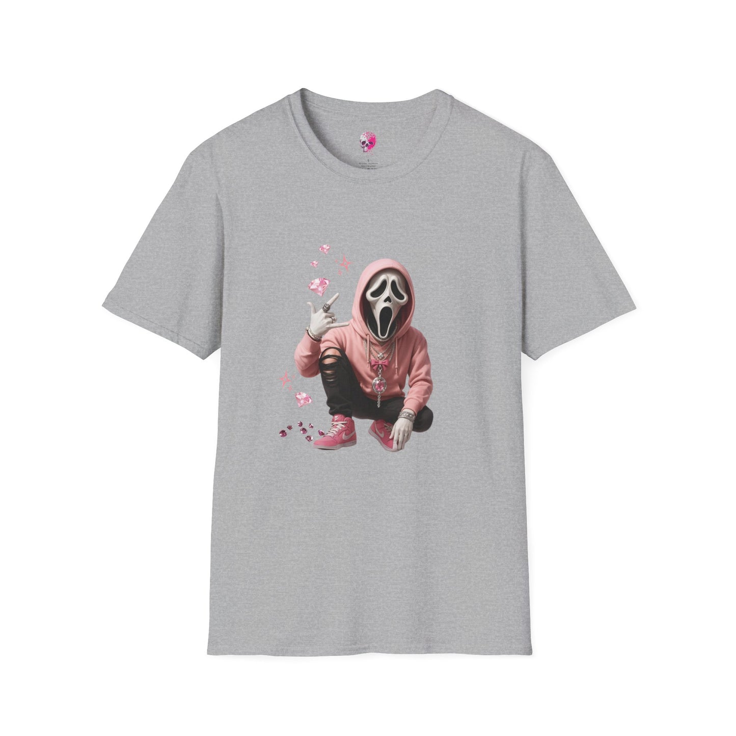 Scream-Inspired Graphic Tee, Unisex Softstyle T-Shirt, Trendy Casual Wear, Halloween Costume Top, Streetwear Apparel