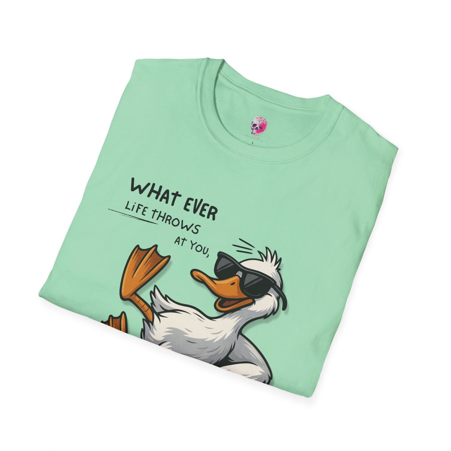 Funny Duck Quote Unisex T-Shirt | Life Throws at You | Gift for Friends, Humor Tee, Casual Wear, Birthday Gift, Animal Lover