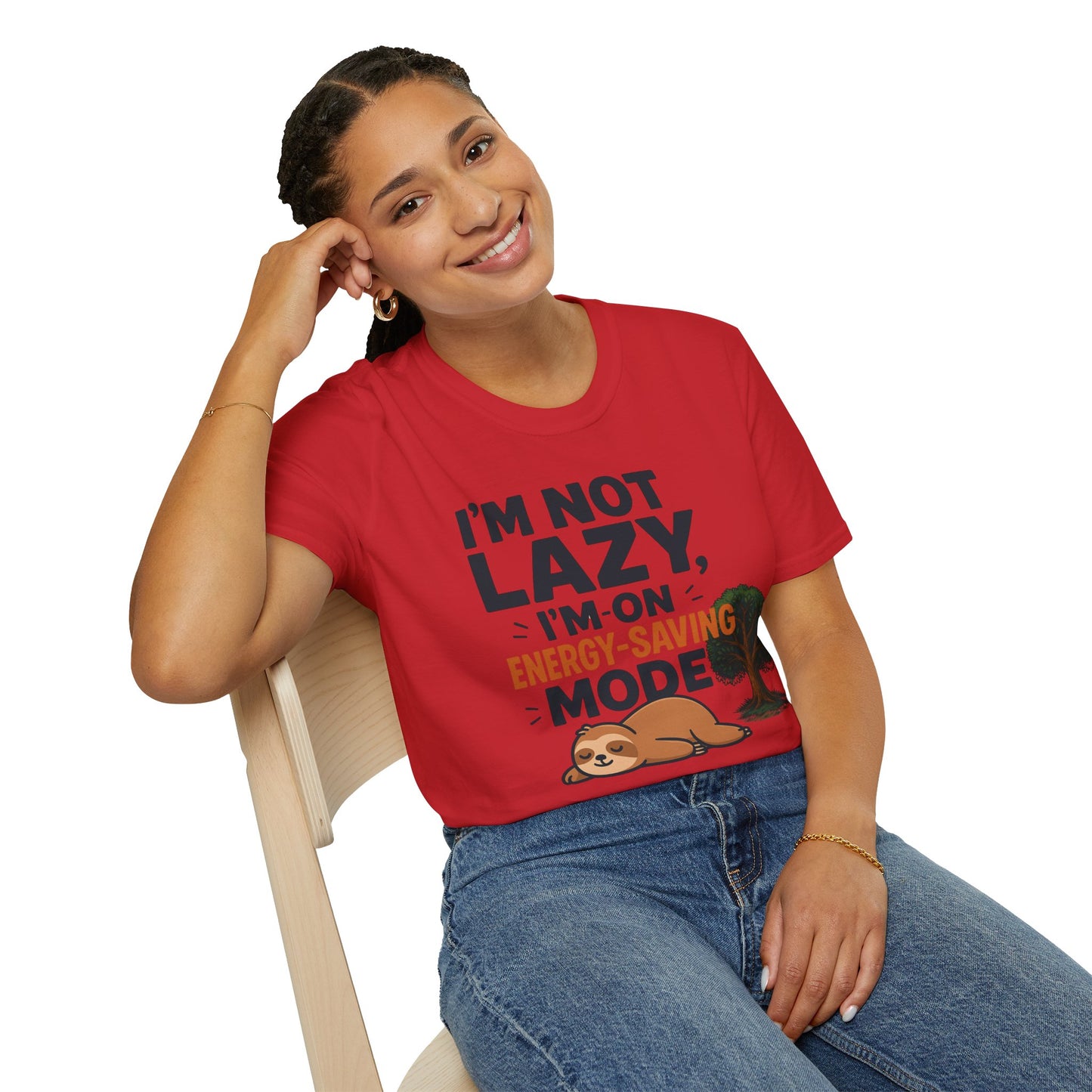 Unisex Energy-Saving Mode T-Shirt, Funny Tee for Sloth Lovers, Gift for Lazy Days, Casual Wear, Perfect for Relaxation