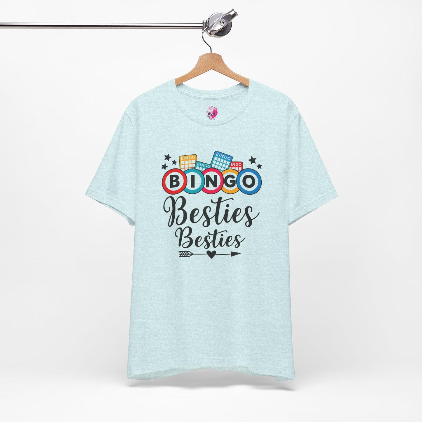 Bingo Besties Tee - Fun Unisex Jersey Short Sleeve Shirt for Game Nights, Friendship Gifts, Birthday Parties, Casual Wear