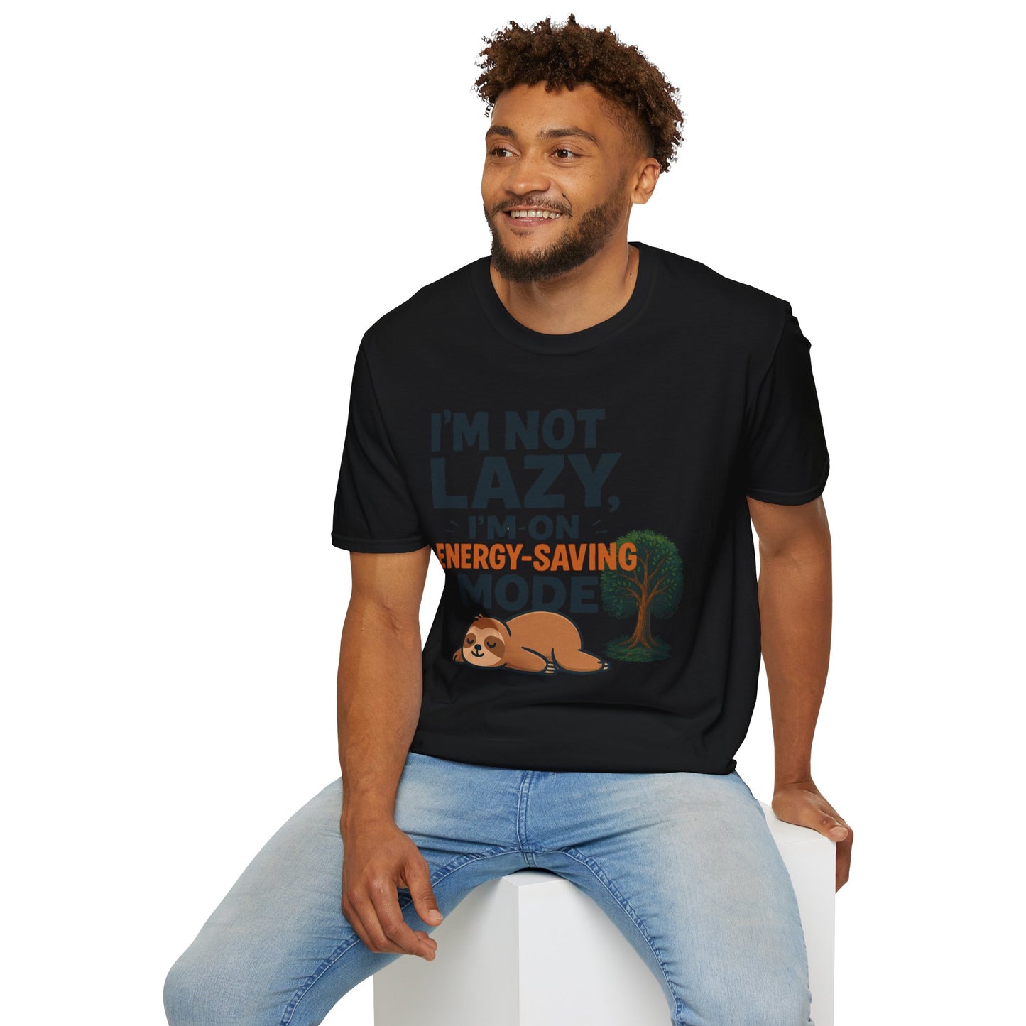 Unisex Energy-Saving Mode T-Shirt, Funny Tee for Sloth Lovers, Gift for Lazy Days, Casual Wear, Perfect for Relaxation