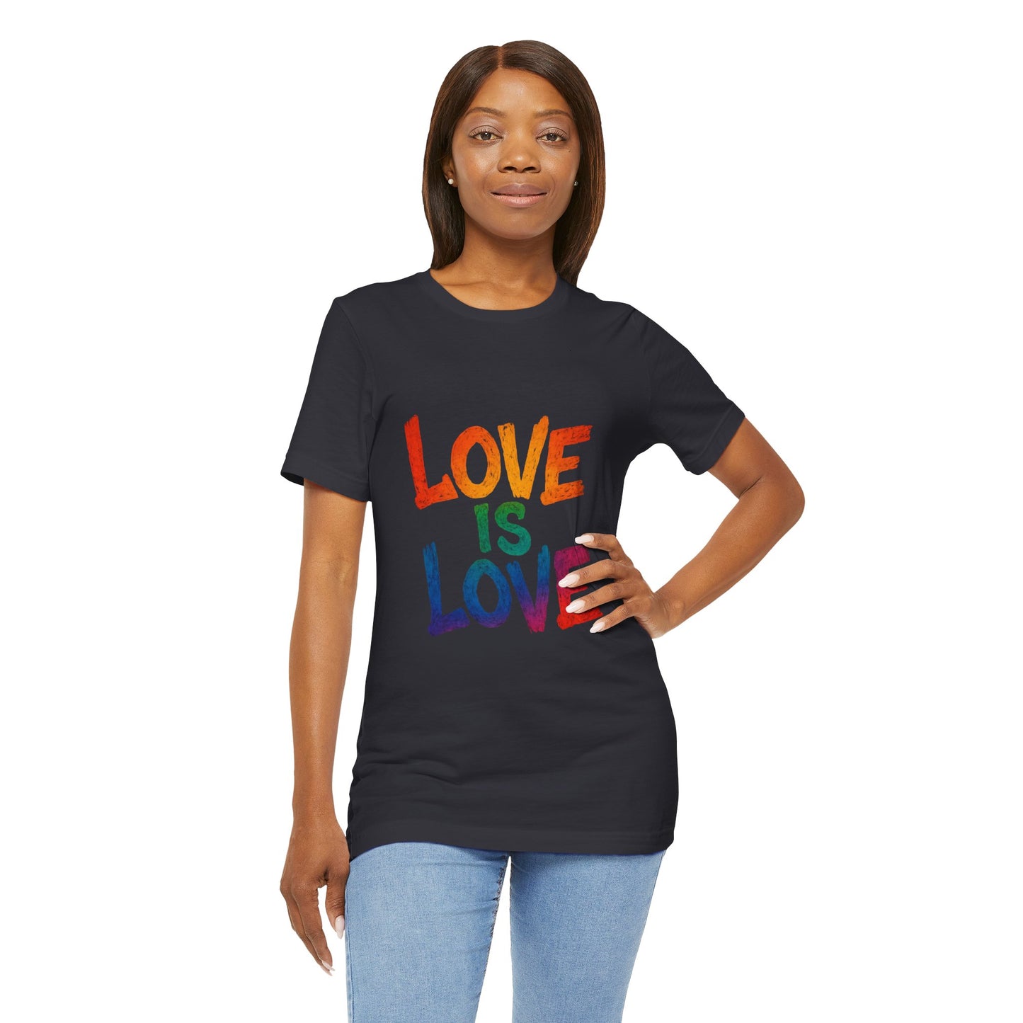Rainbow Love Is Love Tee, LGBTQ+ Pride Shirt, Unisex Short Sleeve T-Shirt, Comfortable Casual Wear, Gift for Pride Month