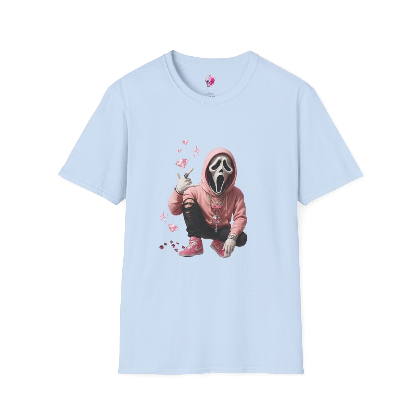 Scream-Inspired Graphic Tee, Unisex Softstyle T-Shirt, Trendy Casual Wear, Halloween Costume Top, Streetwear Apparel