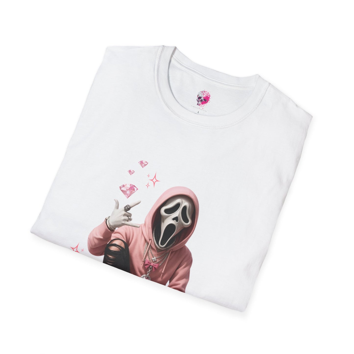 Scream-Inspired Graphic Tee, Unisex Softstyle T-Shirt, Trendy Casual Wear, Halloween Costume Top, Streetwear Apparel