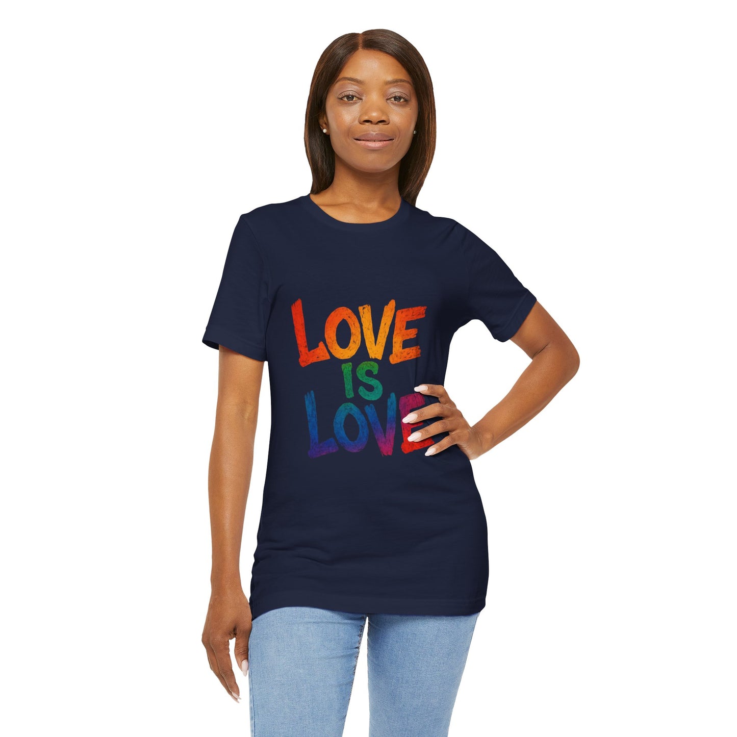 Rainbow Love Is Love Tee, LGBTQ+ Pride Shirt, Unisex Short Sleeve T-Shirt, Comfortable Casual Wear, Gift for Pride Month