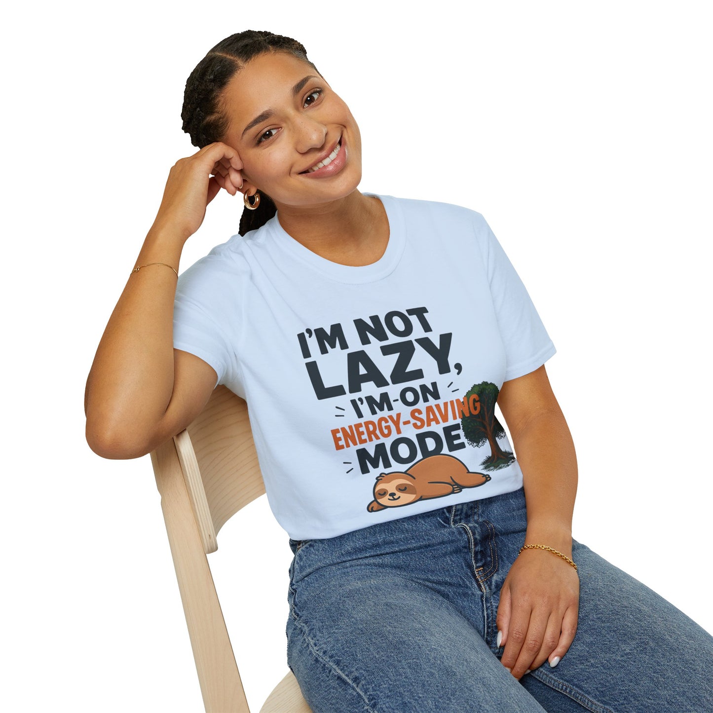 Unisex Energy-Saving Mode T-Shirt, Funny Tee for Sloth Lovers, Gift for Lazy Days, Casual Wear, Perfect for Relaxation