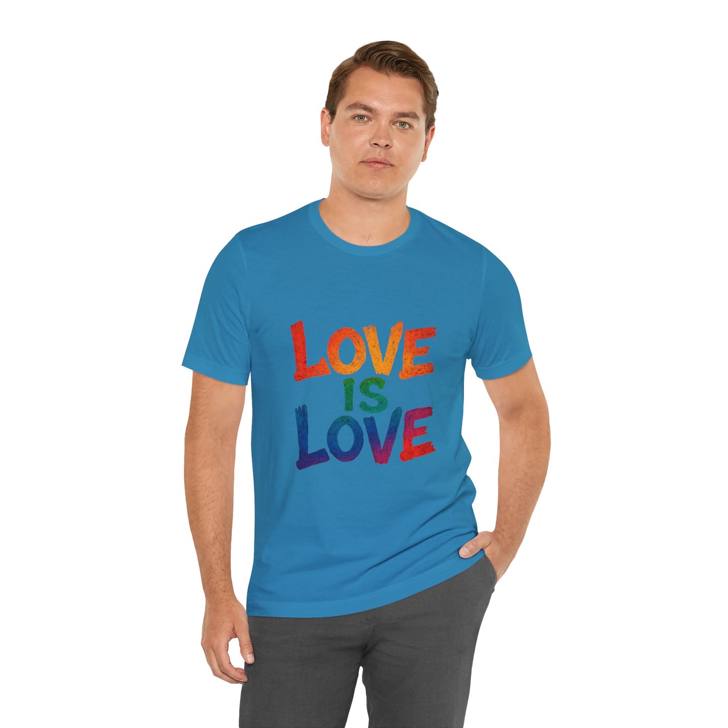 Rainbow Love Is Love Tee, LGBTQ+ Pride Shirt, Unisex Short Sleeve T-Shirt, Comfortable Casual Wear, Gift for Pride Month