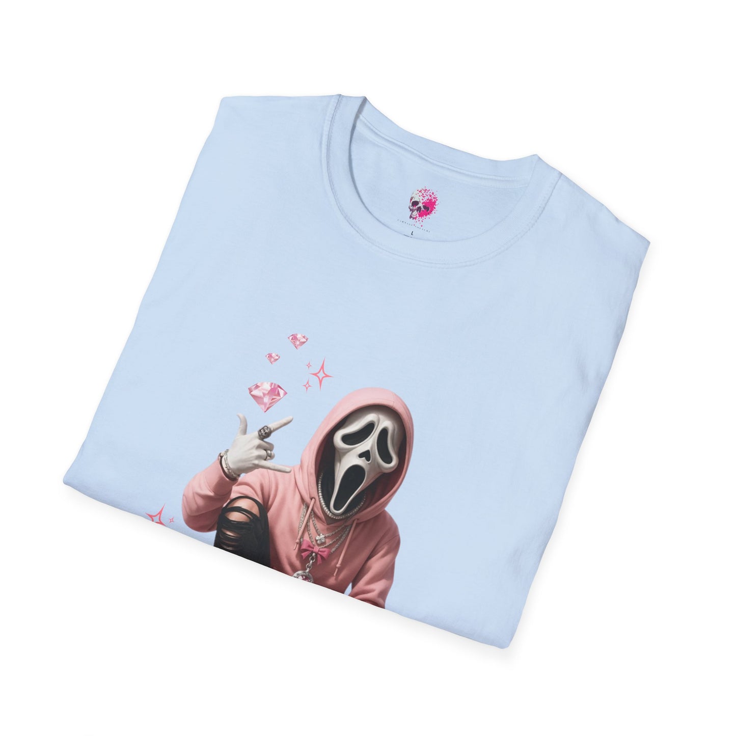 Scream-Inspired Graphic Tee, Unisex Softstyle T-Shirt, Trendy Casual Wear, Halloween Costume Top, Streetwear Apparel