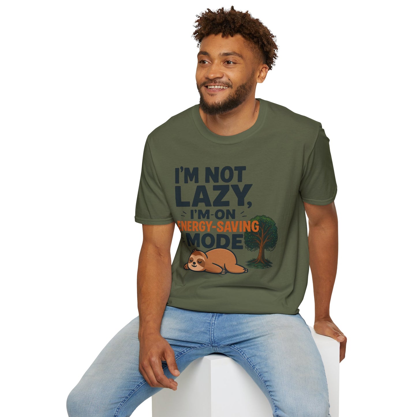 Unisex Energy-Saving Mode T-Shirt, Funny Tee for Sloth Lovers, Gift for Lazy Days, Casual Wear, Perfect for Relaxation