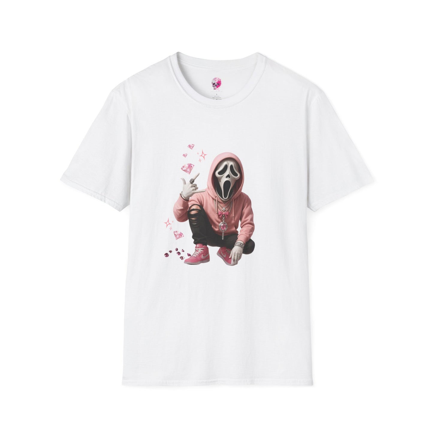 Scream-Inspired Graphic Tee, Unisex Softstyle T-Shirt, Trendy Casual Wear, Halloween Costume Top, Streetwear Apparel