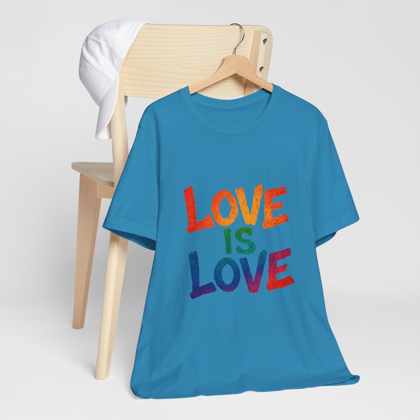 Rainbow Love Is Love Tee, LGBTQ+ Pride Shirt, Unisex Short Sleeve T-Shirt, Comfortable Casual Wear, Gift for Pride Month