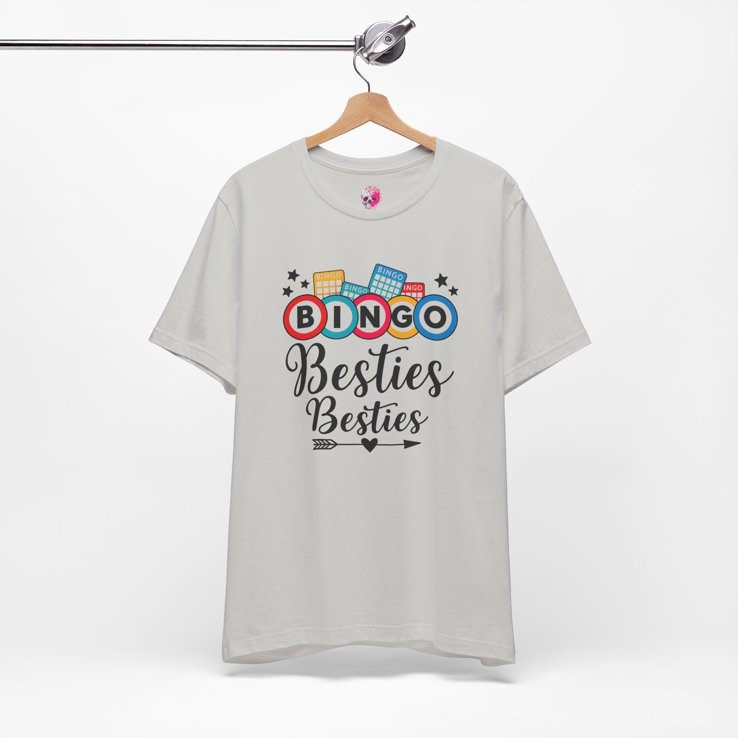 Bingo Besties Tee - Fun Unisex Jersey Short Sleeve Shirt for Game Nights, Friendship Gifts, Birthday Parties, Casual Wear