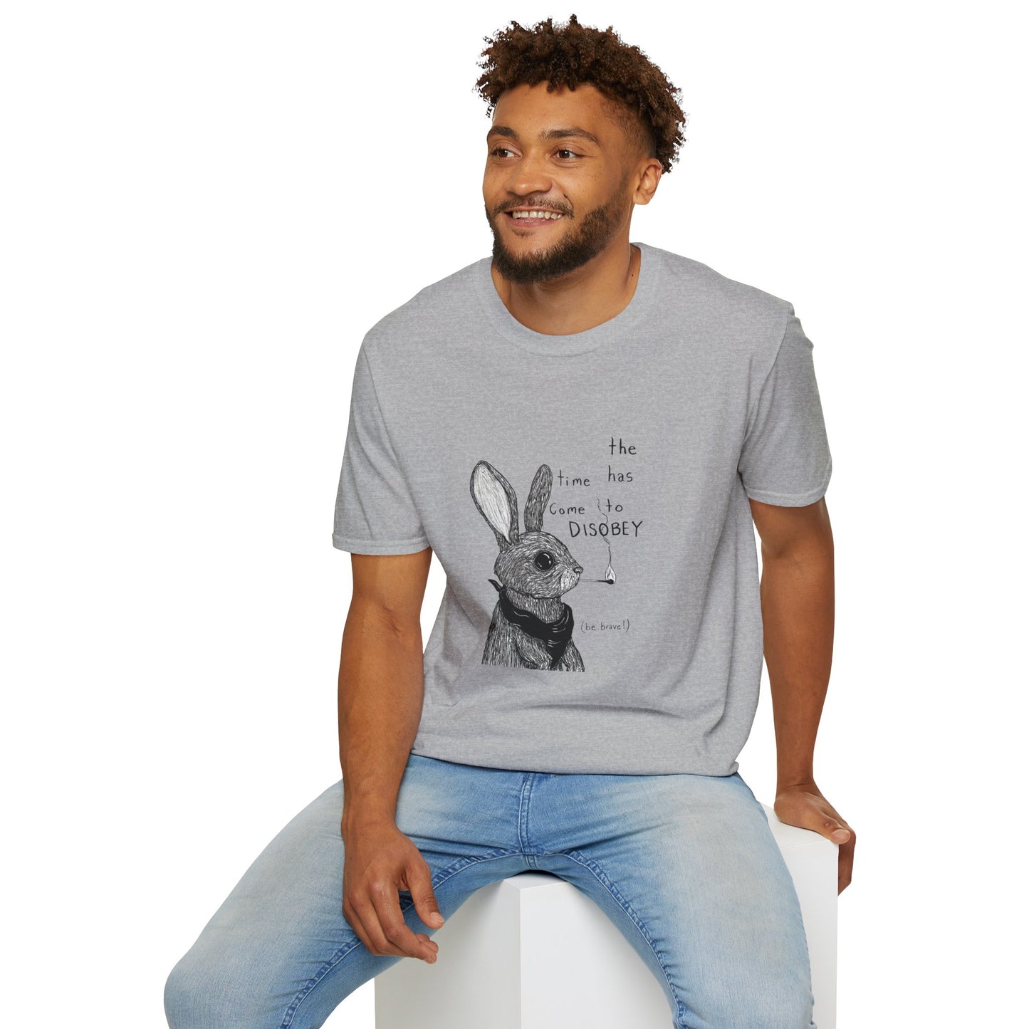 Whimsical Rabbit T-Shirt - The Time Has Come to Disobey, Cute Tee for Animal Lovers, Gift for Birthdays, Casual Wear, Fun Designs
