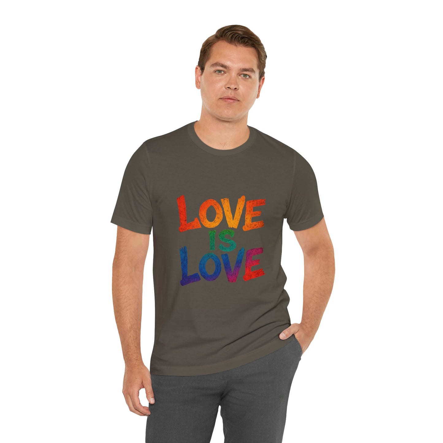 Rainbow Love Is Love Tee, LGBTQ+ Pride Shirt, Unisex Short Sleeve T-Shirt, Comfortable Casual Wear, Gift for Pride Month