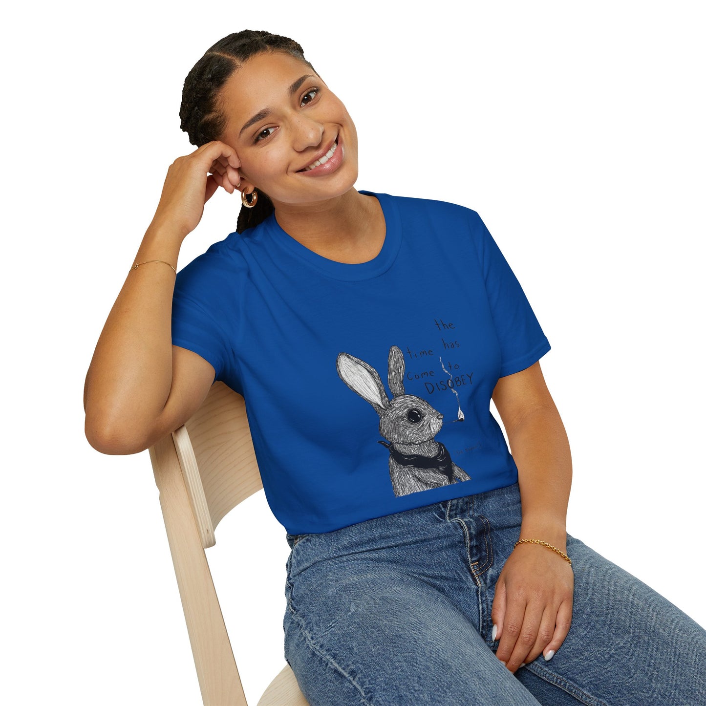 Whimsical Rabbit T-Shirt - The Time Has Come to Disobey, Cute Tee for Animal Lovers, Gift for Birthdays, Casual Wear, Fun Designs